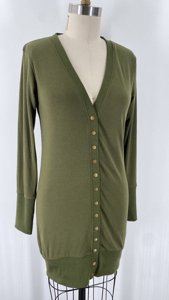 Merokeety Green Snap Front Cardigan, S