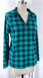 Lands End Green/Plaid Fleece Pullover, S