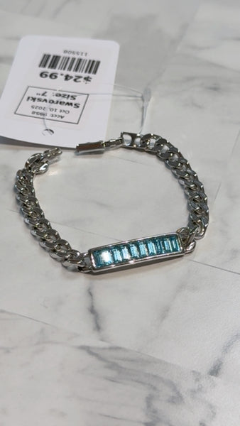 Swarovski Silver/Blue ID Bracelet, 7"