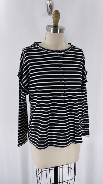 Liam & Co Black Stripe Top, M