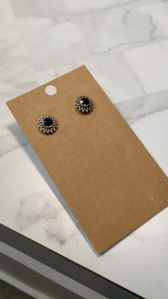 Sterling Silver Red Stone Earrings