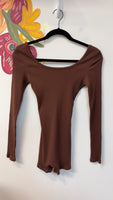 Victoria's Secret Brown Rib Knit Bodysuit, XS