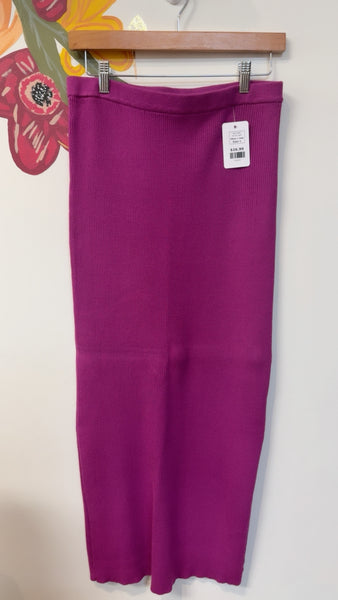 Olive + Oak Purple Rib Knit Skirt, L