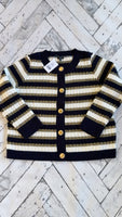 Talbots Navy/Gold/White Stripe Cardigan, 2X Petite