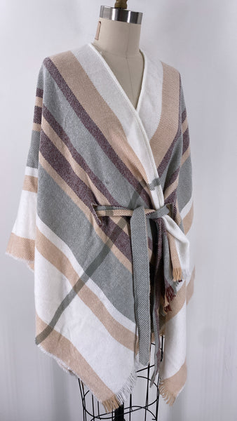 David & Young Plaid Belted Cardigan, One Size
