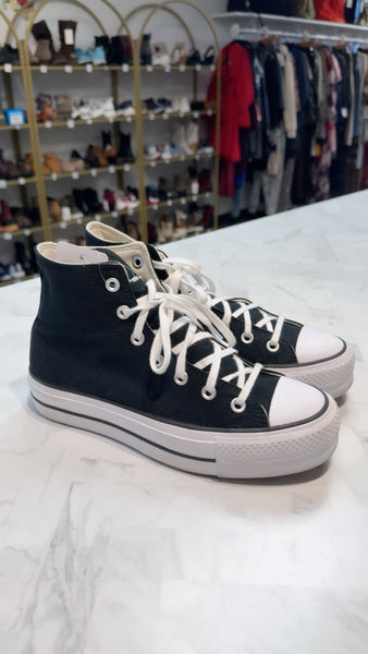 Converse Black Hi Tops Shoes, 8