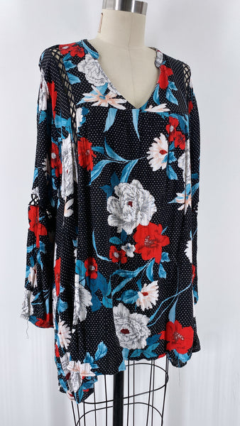 Oddi Black Print Top, 3XL