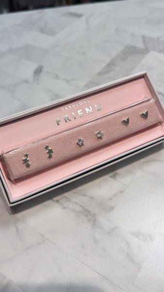 New Katie Loxton Fabulous Friend Silver Earrings, Set of 3