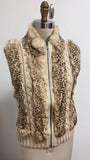 Revue Genuine Rabbit Hair with Leather Trim Vest, L