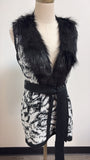 White House Black Market Faux Fur Trim Sweater, XS