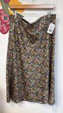 Loft Navy Print Silky Skirt, XL