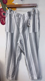 Per Se White/Black 25" Inseam Pants, L Petite