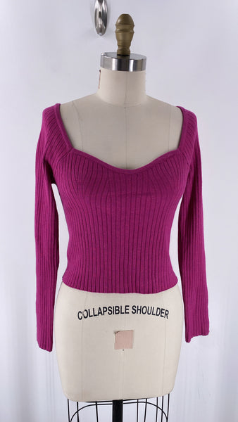 New Wild Fable Plum Purple Fitted Sweater, M