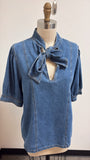 New Entro Cowboy Tie Denim Top, M
