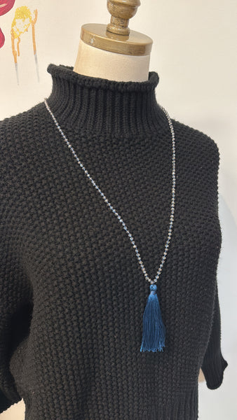 Blue Tassel  Necklace
