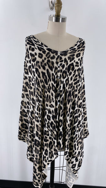 Chico's Animal Print Poncho Cardigan, One Size