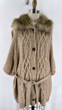 Loft Brown with Faux Fur Collar Cardigan, XL