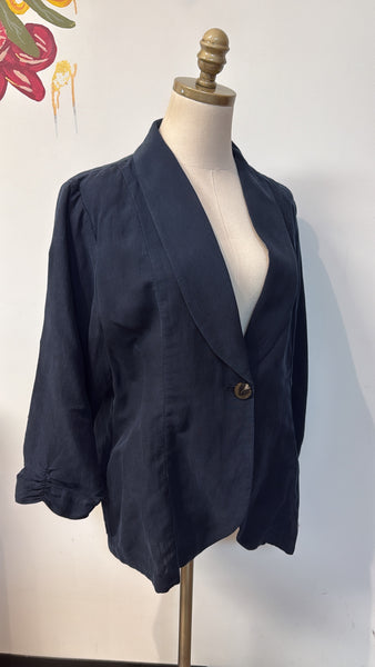 Soft Surroundings Blue Linen Blend Jacket, L