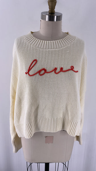 New Arula Ivory "Love" Sweater, 2X