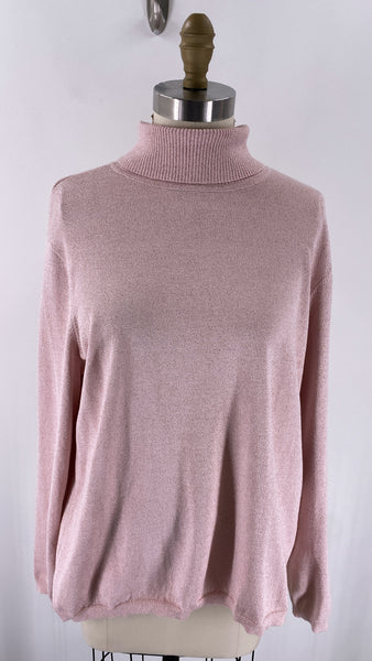 Chico's Metallic Pink Turtleneck Sweater, XL
