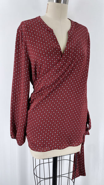 1.State Burgundy Wrap Top, 1X