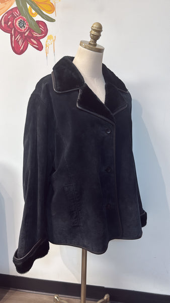 Venezia Black Genuine Leather Coat, 14/16