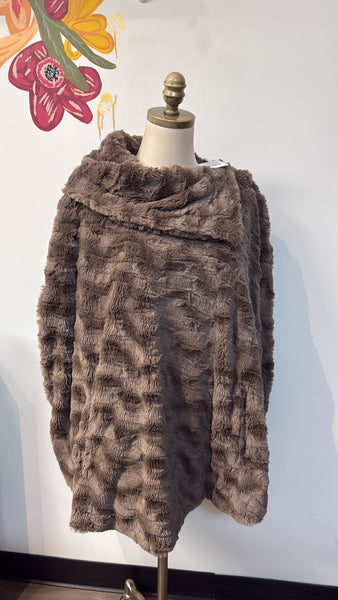 Dennis Basso Faux Fur Pocket Poncho, M/L
