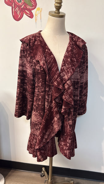 Jon Den Burgundy Cardigan, 1X/2X