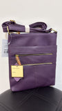 New Genuine Leather Purple Crossbody Bag, 8.5"x10"