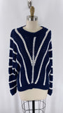 Ophelia Roe Navy Open Stitch Sweater, M