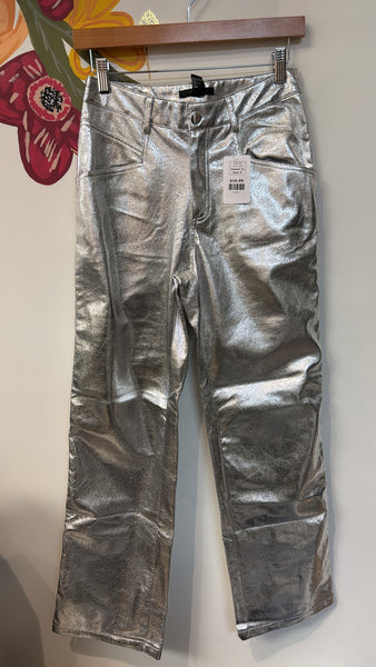 New Forever 21 Metallic Silver Jeans, S