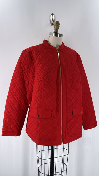 New Charter Club Red Quilted Jacket, 2X