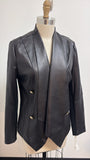 Tahari Black Leather Open Front Jacket, M