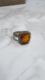 Silver with Orange Stone Ring, 10