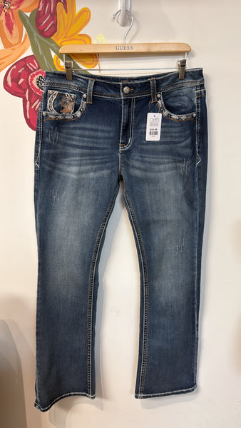 Grace in LA Easy Fit Embroidered Jeans, 32 (14)