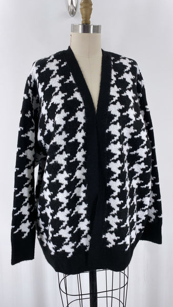 Lane Bryant Black Houndstooth Cardigan, 22/24