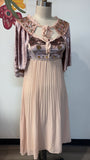 New Paradyz Couture 2pc Pink Hand Beaded Velvet & Chiffon Dress + Capelet, 6