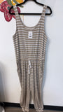 Aerie Brown Stripe 28" Inseam Jumpsuit, L