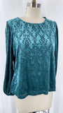 Loft Green Velvet Top, S Petite