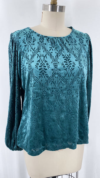 Loft Green Velvet Top, S Petite