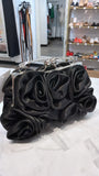 Black with Silver Handle Crossbody Bag, 6.5"x4"