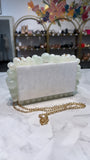 Acrylic White Clutch/Crossbody Bag, 9.1"x5.5"