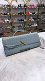 Beaguful Blue Leather Crossbody Bag, 12"x5"