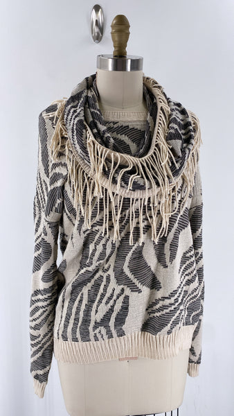 Nic + Zoe with Removable Scarf Sweater, L
