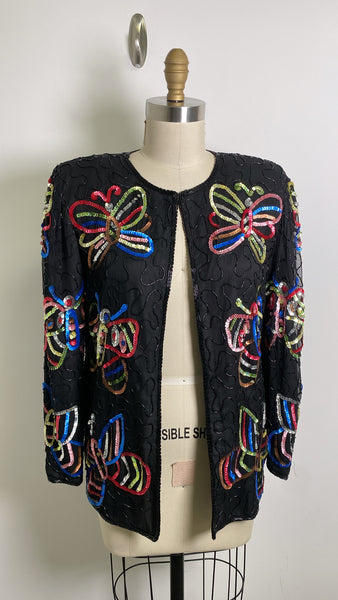 American Night Black Beaded Jacket, S