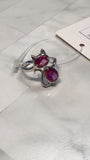 Sterling Silver Lab Created Pink Sapphire Cat Ring, 10