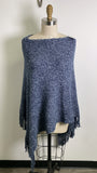 New GM Blue Fringe Poncho, One Size