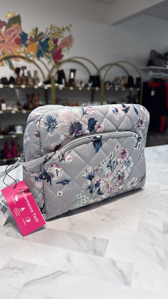 New Vera Bradley Park Stripe Performance Twill Iconic Large Cosmetic Bag, 9.5"x7"