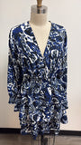 Sunday Up Blue Deep V-Neck Dress, L