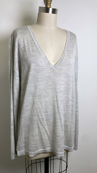 Lane Bryant Metallic Silver Fine Merino Sweater, 18/20